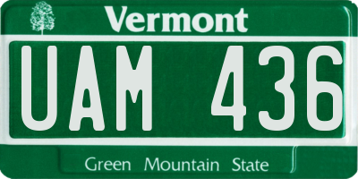 VT license plate UAM436