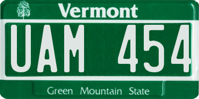 VT license plate UAM454