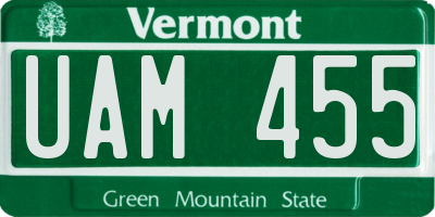 VT license plate UAM455
