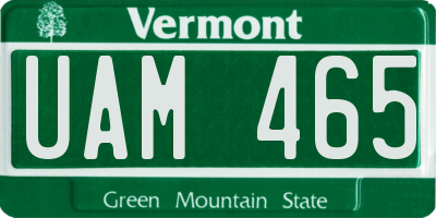 VT license plate UAM465