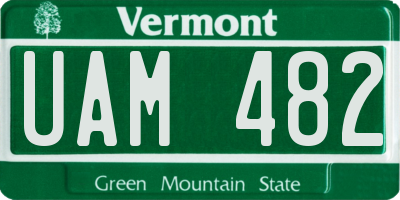 VT license plate UAM482