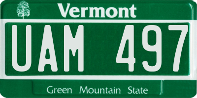 VT license plate UAM497
