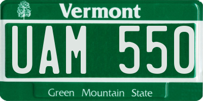 VT license plate UAM550