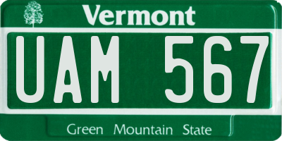 VT license plate UAM567