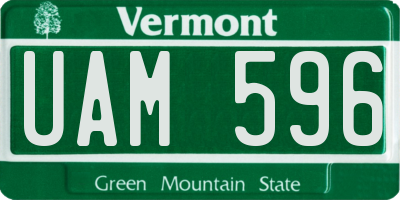 VT license plate UAM596