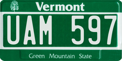 VT license plate UAM597