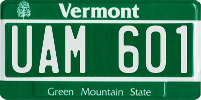 VT license plate UAM601