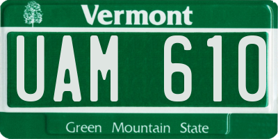 VT license plate UAM610