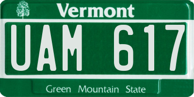 VT license plate UAM617