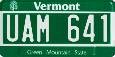 VT license plate UAM641
