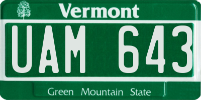 VT license plate UAM643