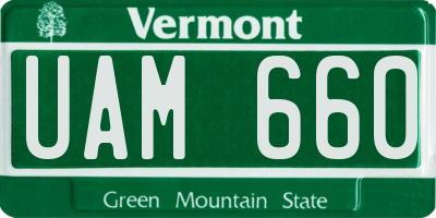 VT license plate UAM660