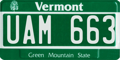 VT license plate UAM663