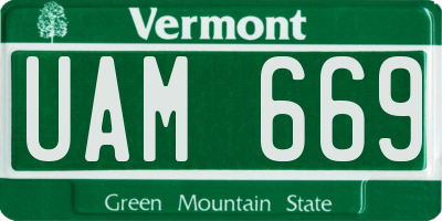 VT license plate UAM669