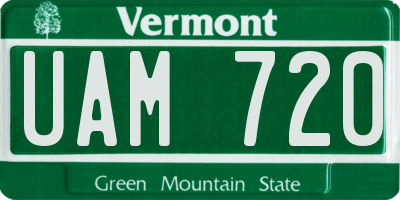 VT license plate UAM720