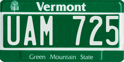 VT license plate UAM725