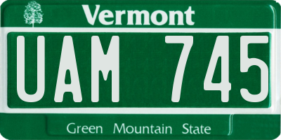 VT license plate UAM745
