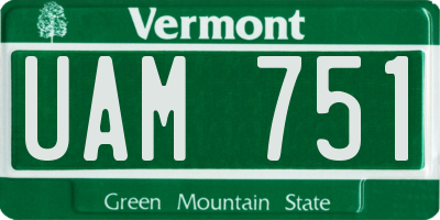 VT license plate UAM751