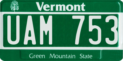 VT license plate UAM753
