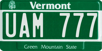 VT license plate UAM777
