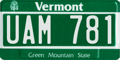 VT license plate UAM781