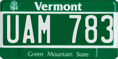 VT license plate UAM783