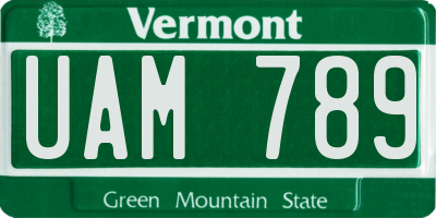 VT license plate UAM789