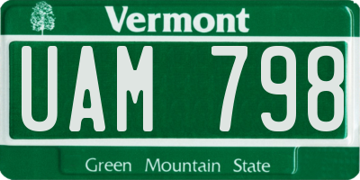 VT license plate UAM798