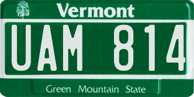 VT license plate UAM814