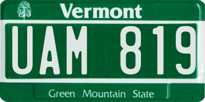 VT license plate UAM819