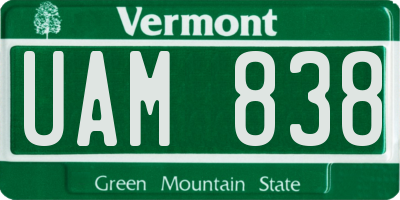 VT license plate UAM838