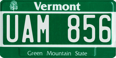 VT license plate UAM856