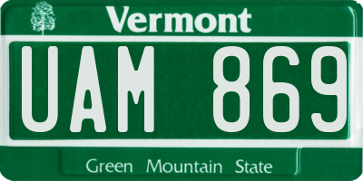 VT license plate UAM869