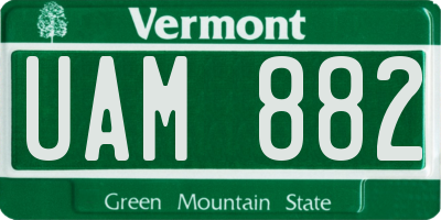 VT license plate UAM882
