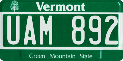 VT license plate UAM892