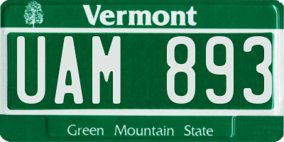 VT license plate UAM893
