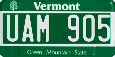 VT license plate UAM905