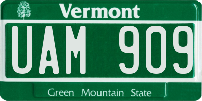 VT license plate UAM909