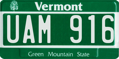 VT license plate UAM916