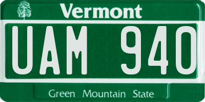 VT license plate UAM940