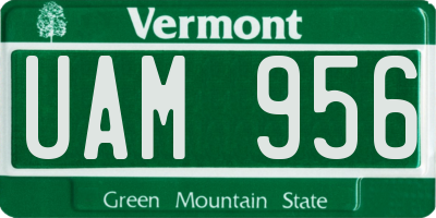 VT license plate UAM956