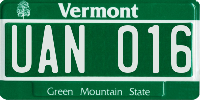 VT license plate UAN016