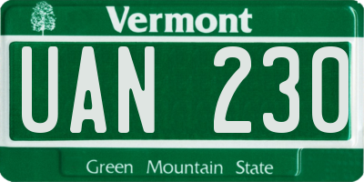 VT license plate UAN230