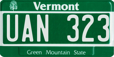 VT license plate UAN323