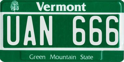 VT license plate UAN666