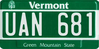 VT license plate UAN681