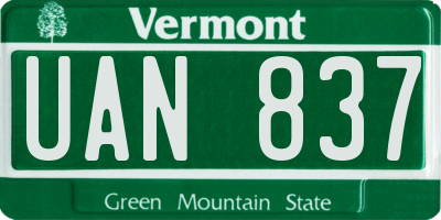 VT license plate UAN837