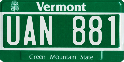 VT license plate UAN881