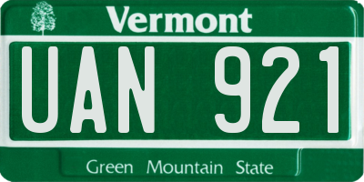 VT license plate UAN921