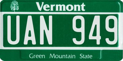 VT license plate UAN949